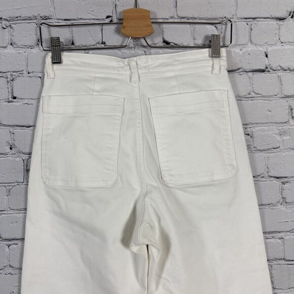 Everlane The Straight Leg Crop Pants White Cotton Twill Womens Size 4 Preppy - Picture 10 of 11
